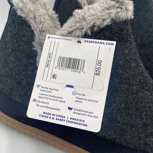 NWT Dluxe By Dearfoams Women's Dolly Felted Bootie Black Slippers Size US 9-10 - Picture 4 of 11